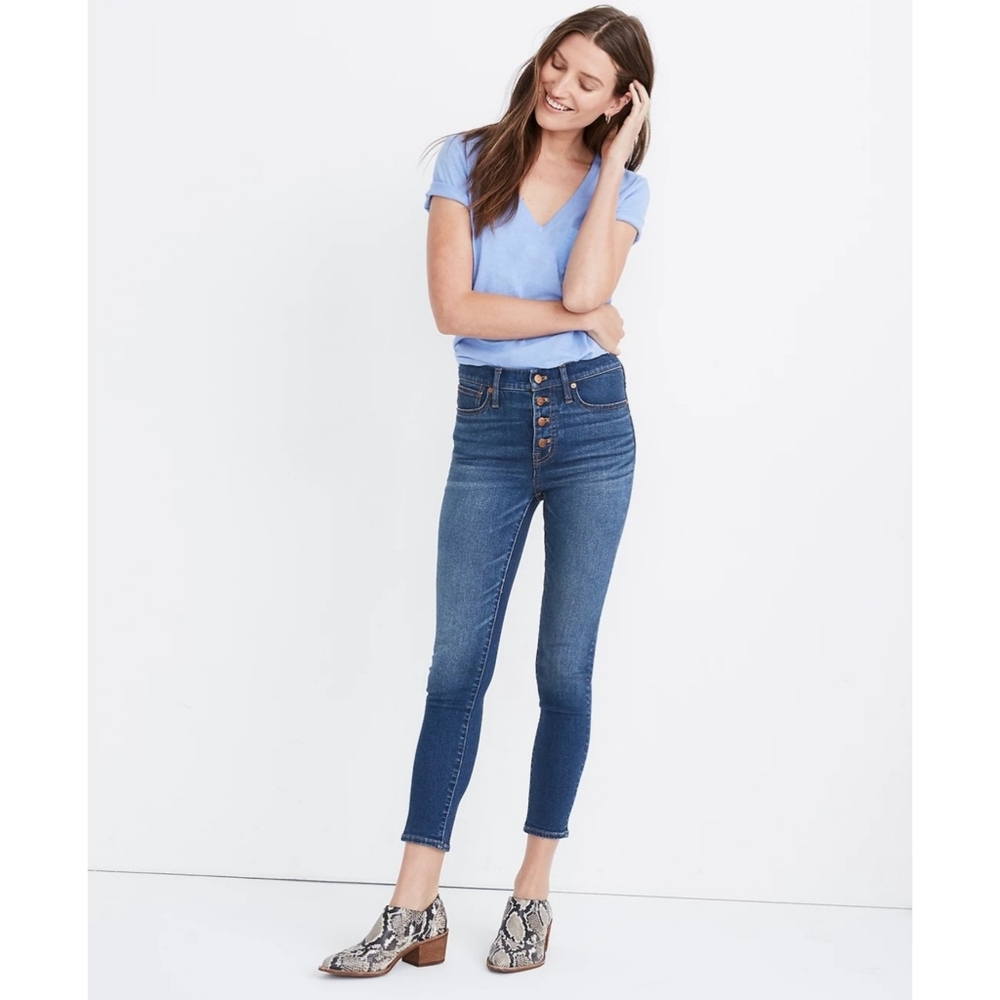 Madewell | 9" Mid-Rise Skinny Crop Jeans: Button-Front Tencel Denim Size 26